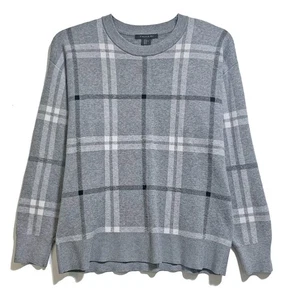 Tahari, Shades of Gray Plaid Print Pullover Sweater, size XL - Picture 1 of 4