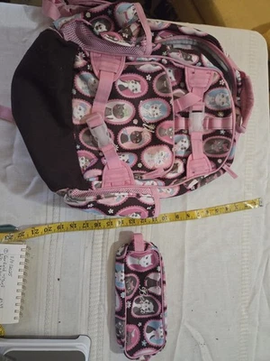 MOCHILA CERÁMICA GRANERO GATOS CON BOLSA LÁPIZ MONOGRAMA COSIDO LIMPIO BELLA Foto 1 de 4