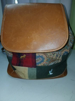  Vintage Rare L.L. Bean  Leather , And Patch Work Animal  Back Pack Purse - Image 1 of 4