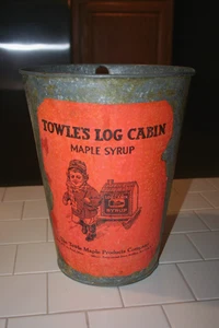 Towle's Log Cabin Maple Syrup Tap Galvanized Tapered Bucket-Used - Picture 1 of 7