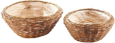 Pflanzkorb Pflanzschale Blumentopf Weide - rund - mit Folie ausgeschlagen - S/2 - Bild 1 von 3