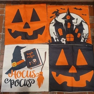Halloween 4 Pillow Covers 18 X 18 Pumpkin Hocus Pocus Witch Fall Decor *NEW* - Picture 1 of 2