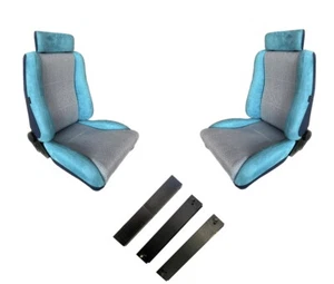 Scheel Style Seat Package Blue Front For VK VL Commodore HDT HSV Pair W/Adapters - Picture 1 of 11