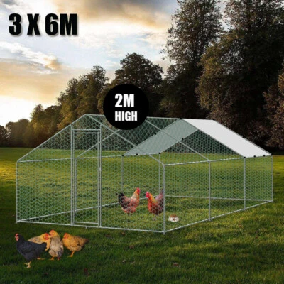 Large Walk in Pet Chicken Run Coop Cage Rabbit Hutch Ferret House w Cover 3x6x2m - image 1 of 4