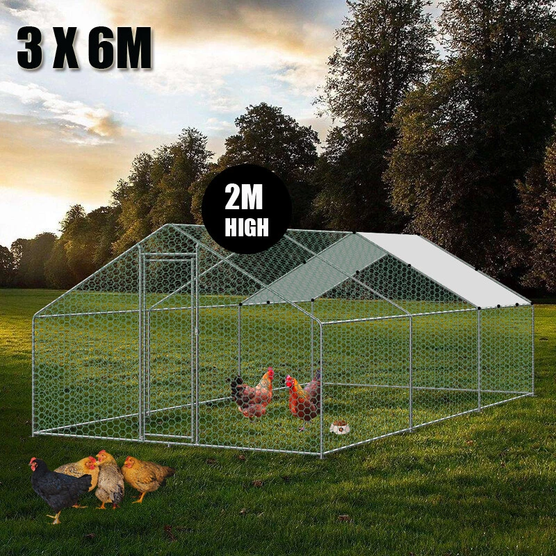 Large Walk in Pet Chicken Run Coop Cage Rabbit Hutch Ferret House w Cover 3x6x2m - image 1 of 4