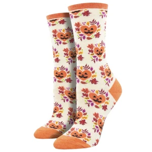 Socksmith Women's Crew Socks I Love Halloween Heart-O-Lantern Novelty Footwear - Picture 1 of 1