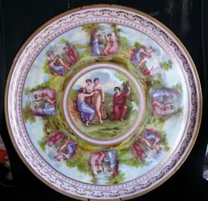 Antique Royal Vienna Carlsbad Portrait Plate 16-3/8" Signed Angelica Kauffman SO - Picture 1 of 7