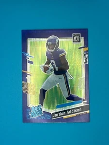 2023 Panini Optic #271 Jordan Addison PURPLE SHOCK RATED ROOKIE NFL Trading Card - Picture 1 of 2