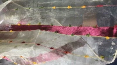 1.75m Luxury jacquard/ embroidered curtain net with lead weights 300 cm wide - Image 1 of 2