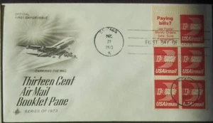 US FDC SC #C79A 13¢ AIR MAIL Art Craft, Chicago 1973 booklet pane - Picture 1 of 1