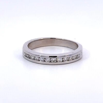 Conjunto de anel de ouro branco 14K com canais de diamante redondo tamanho 5,5 - Imagem 1 de 4