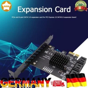 SATA III PCIe Karte 6 Port 6 Gbit/s SATA zu PCI-e 1X Adapter Konverter mit Halte - Bild 1 von 8