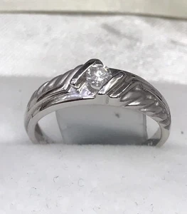 18k Solid white gold natural diamond solitaire band ring 0.14 ct VS quality - Picture 1 of 8