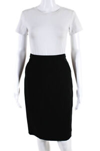 Escada Womens Black Wool Zip Back Front Pocket Pencil Skirt Size 34
