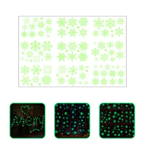9 Sheets Luminous Snowflake Sticker Holiday Window Clings Decals - Picture 1 of 12