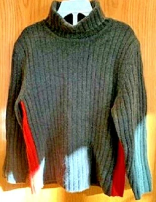 Suéter Daniel Bishop 100 % cachemir de lujo gris/rojo acanalado cuello alto niños talla: 6 Foto 1 de 4