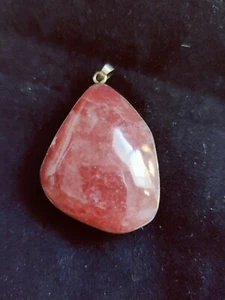 Simulated Red Stone Necklace Pendant Silver 2" x 0.75" (13355) - Picture 1 of 4