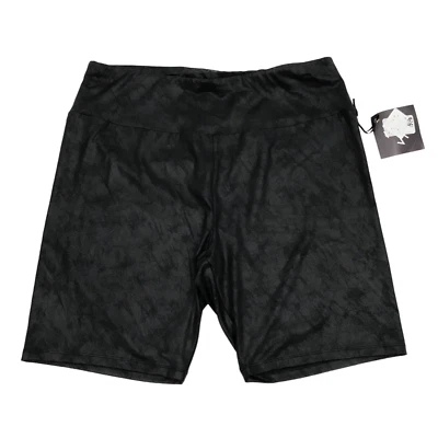 Pantalones cortos de bicicleta Ava & Viv para mujer talla grande 1X (16-18W) cintura alta brillo líquido negros Foto 1 de 4