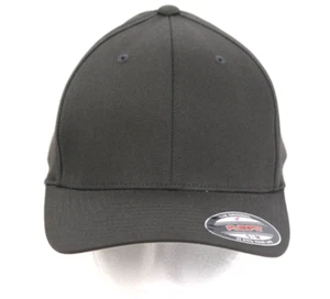 Flexfit Baseball Hat Cap Size Small Medium Fitted Grey/Black Ballcap 5001 Blank - Picture 1 of 6