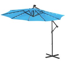 Costway NP10194NY Cantilever 32 LED Lighted Patio Umbrella - Blue