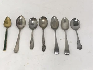 Konvolut 7 alte versilberte Sammlerstücke Baby Kinder Löffel KONVOLUT - Bild 1 von 7