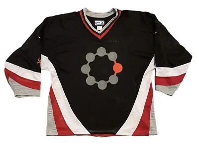 Vintage Kobe Hockey Jersey Black Red White Grey Nationals #1 XL Made In Canada - Image 1 of 4