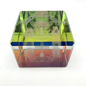 Vintage Great Seal Of The United States Washington D.C Glas Briefbeschwerer Hologramm - Bild 1 von 10