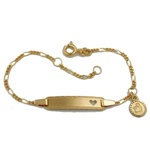 Baby Taufe Echt Gold 333 Schutz Engel Herz Ident Armband mit Gravur Name Datum - Bild 1 von 4
