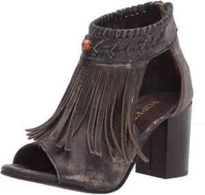 Roper Footwear Women's Bettina Fringe Open Toe Heeled Sandals Brown Size 9.5 - Picture 1 of 6