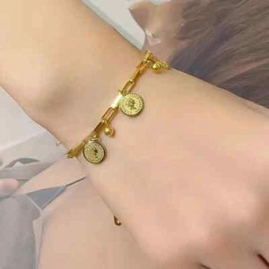 Golden Stainless Steel Double-layered Stacked Multi-spliced Bracelet Cool Trendy - Picture 1 of 5