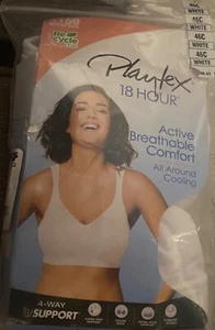 Playtex 18 Hour 4159 Wirefree 46C White No Slip Active Breathable Comfort Bra - Picture 1 of 2