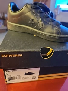 Converse Pro Leather Low Top Schoen Size 2 Youth Black/black/black - Picture 1 of 9