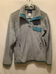 Women’s Patagonia Gray/Teal Re-Tool Snap-T Polartec Pullover Jacket - Size M - Picture 1 of 7
