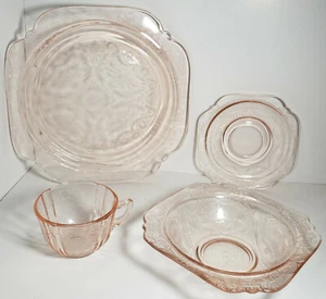 Indiana Glass Co. - Serie Recuerdo - Rosa - Diseño Federal - Depresión - Imagen 1 de 20