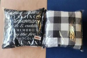 Two (2) Brand New Decorative Pillow with Cabin Rules 13 x 13 in - Picture 1 of 4
