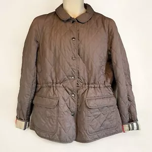 BURBERRY Jacket Diamond Quilted Women’s Size Large Tan Taupe Novacheck Detail - Picture 1 of 16