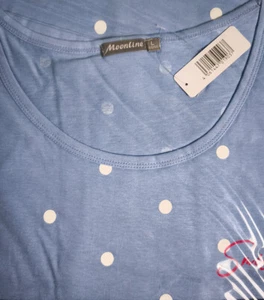 Moonline Damen Nachthemd kurz Sleepshirt hellblau gepunktet Gr. S 36/38 - Bild 1 von 2