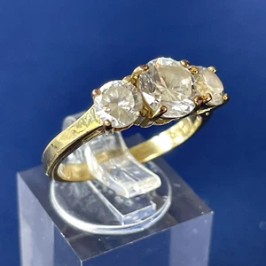 Avon RJ Graziano Past Present Future Cubic Zirconia CZ Gold Tone Ring - Size 8 - Picture 1 of 7