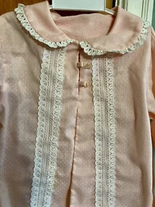 Vintage Peaches N Cream Pink Spring Coat with Lace, Pearl Buttons, Size 4T - Picture 1 of 9