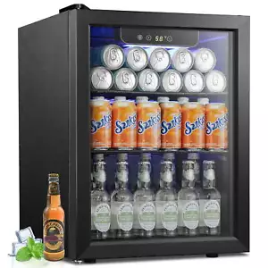 1.7 Cu. ft. Beverage Refrigerator Cooler, Mini Fridge with Glass Door - Picture 1 of 8