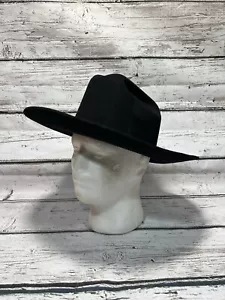 VTG Eddy Bros Chris Eddy Chute Black Western Wool Fur Blend Cowboy Hat Cap 7 1/8 - Picture 1 of 15