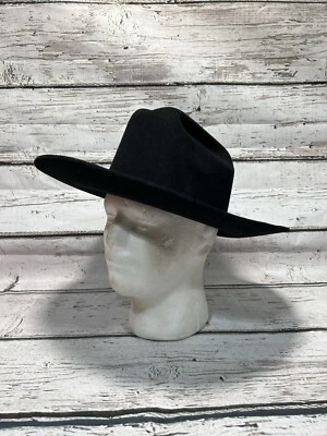 VTG Eddy Bros Chris Eddy Chute Black Western Wool Fur Blend Cowboy Hat Cap 7 1/8 - Image 1 of 4