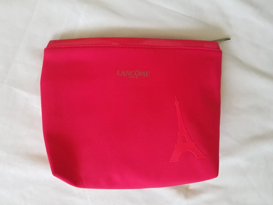 Lancome Paris Eiffel Tower Cosmetic Bag Makeup Organizer Travel Red 7.75" x 9" - Image 1 of 4