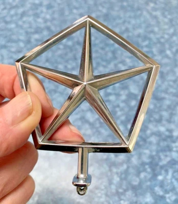 1980s CHRYSLER PLYMOUTH DODGE PentaStar HOOD ORNAMENT 3" Chrome, Loop Intact VG - Image 1 of 4