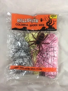 Halloween Spider Web Decoration Plastic Spiders Too Outdoor Decor New Dead Stock - Picture 1 of 6