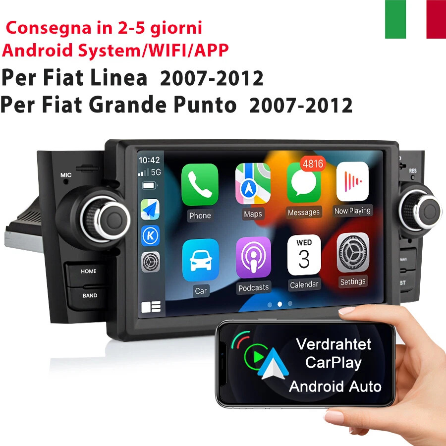7" Per Fiat Linea Grande Punto 2007-2012 Autoradio Navigation GPS DAB BT WIFI FM - Immagine 1 di 4
