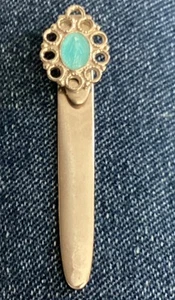 Vintage Sterling Bookmark Blue Enamel Mary Image, Signed 1 3/4” Religious - Picture 1 of 3