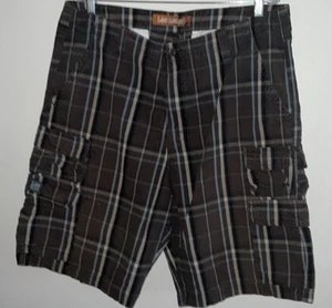 LEE DUNGAREES BROWN TAN PLAID BERMUDA CARGO SHORTS 100% COTTON 38x12”INSEAM - Picture 1 of 7