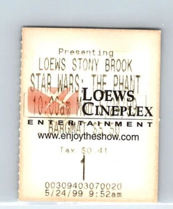 STAR WARS: LA MINACCIA FANTASMA Biglietto Film Stub 24/05/99 - Foto 1 di 2