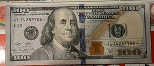 Benjamin Franklin 2009 $100 Dollar Bill Star Note Banknote Serial JL14289786 * - Picture 1 of 2